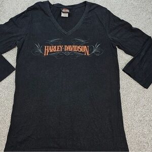 Harley-Davidson Black Long Sleeve Tee with Orange Logo